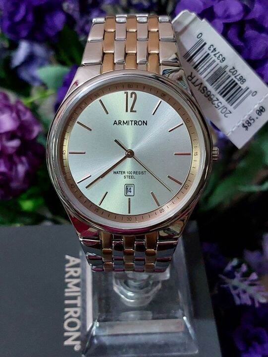 ARMITRON Men's Silver/Rose Gold Dress Watch, 20/5266SVTR Lazada PH