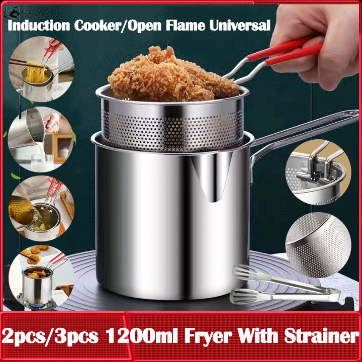 304 Stainless Steel Deep Frying Pot with a Lid Chicken Fryer Pan