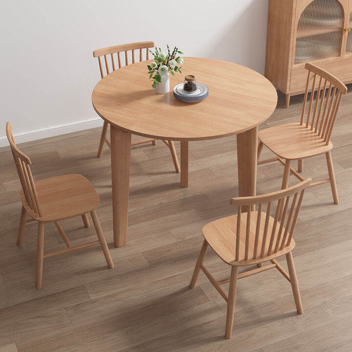 Solid Wood Small round Table Modern Minimalist Oak Economical Dining