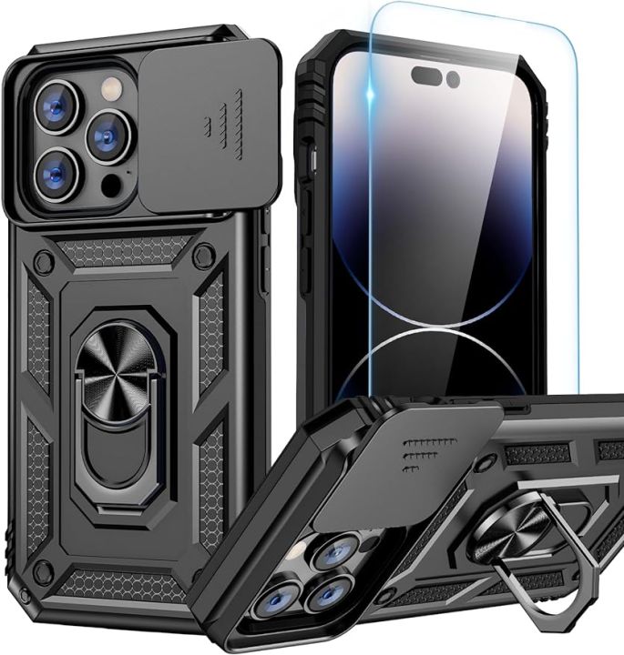 MD for iPhone 15 Pro Max Case with Screen Protector - Slide Camera