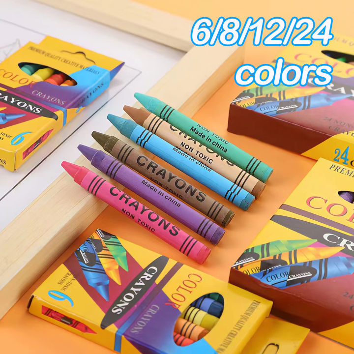 6/8/12/24 Colors Crayons Colorful Drawing Pencils Kit Drawing kids Art Oil  Painting Sticks Set Drawing Pen Thin Stick Crayon