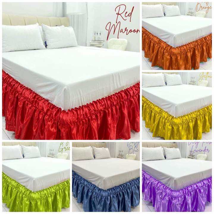 Silk Fabric Removable Bedskirt Single to King Stretchable Garterized