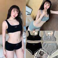 MU crop set ??พร้อมส่งค่า set crop+bikini คอลเลคชั่นใหม่ล่าสุด ดีเทลแต่งขอบระบายไม้ ทั้งบราและบิกินี่