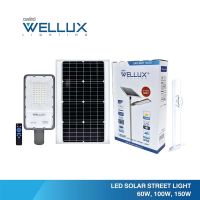 WELLUX โคมไฟถนนโซล่าเซลล์ มีขนาด  60W 100W 150W แสงขาว  LED SOLAR STREET LIGHT แผงแยก สายยาว 3 เมตร