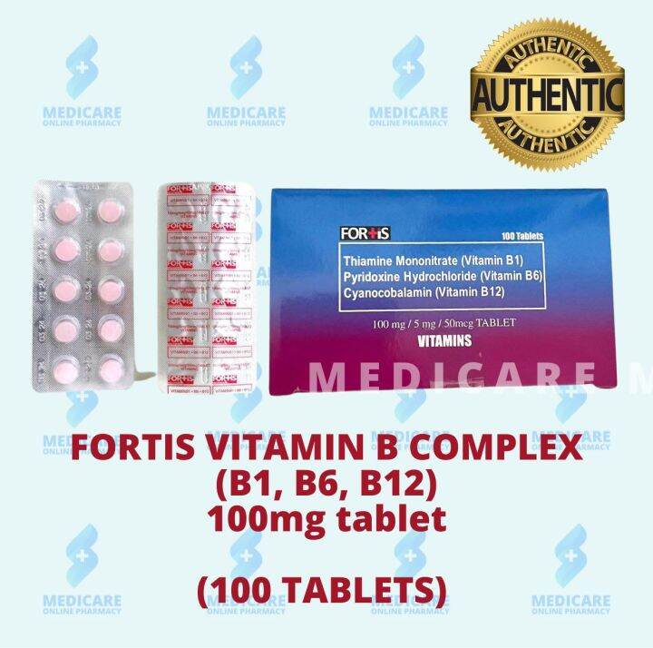 FORTIS VITAMIN B COMPLEX (B1 + B6 + B12) 100 MG TABLET (100 TABLETS ...