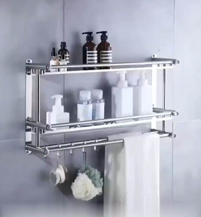 Stainless Bathroom Rack 1/2/3 Tiers 40cm/ 60cm Stainless Steel Rak ...