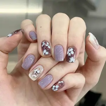Amazon.com: RikView Long Press on Nails Coffin Acrylic Nails Clear Press on  Nails Pink Nails with Flower Design French Fake Nails Glossy Nails : Beauty  & Personal Care