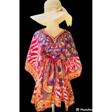 Ready] Women Bohemian Dress 3/4 Sleeve Paisley Print Tassels Mini Loose  Dress for Spring/Summer