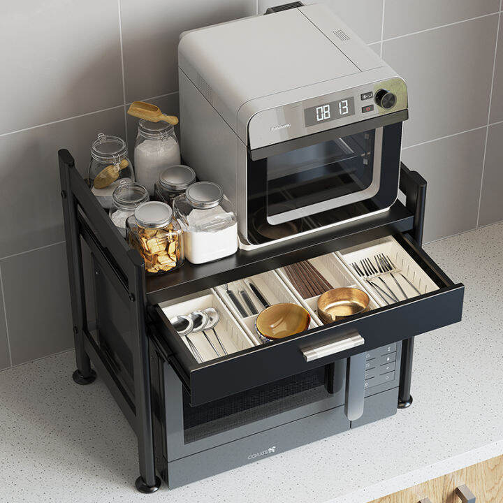 Kitchen Storage Rack Telescopic Microwave Oven Rack Oven Rice Cooker