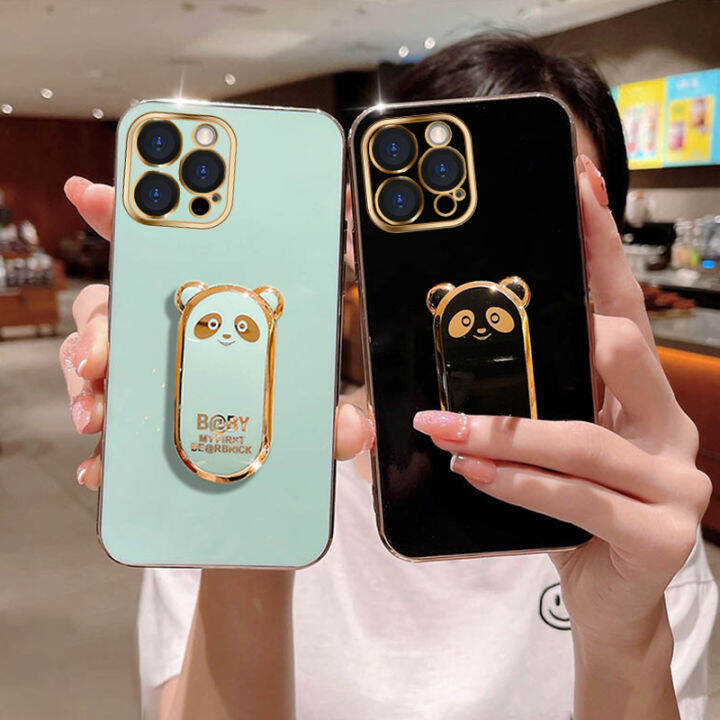 Phone Casing iPhone 7 Plus 8 Plus iPhone 6 Plus 6S Plus iPhone 7 8 iPhone 6  6S iphone7plus Case Girls Lovely Creative Panda Folding Bracket Plated  Phone Shell Luxury Plating Soft Case | Lazada