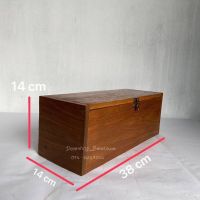 กล่องไม้สักแท้ กล่องเก็บของ กล่องไม้เก็บของอเนกประสงค์ (ไม้สักเก่า)  ขนาด : กว้าง 14 x  ยาว 38 x สูง 14 cm