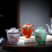 Auspicious Tiger Glass Travel gaiwan Tea Set Single Outdoor Convenient Ceramic One Pot One Cup Single Tea Set