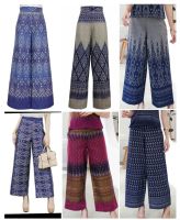 กางเกงผ้าฝ้าย กางเกงลายไทย กางเกงผ้าไทย กางเกงผู้หญิง กางเกงขายาว กางเกงลายขอ กางเกงพื้นเมือง  กางเกงทรงกระบอกใหญ่ ฟรีไซต์