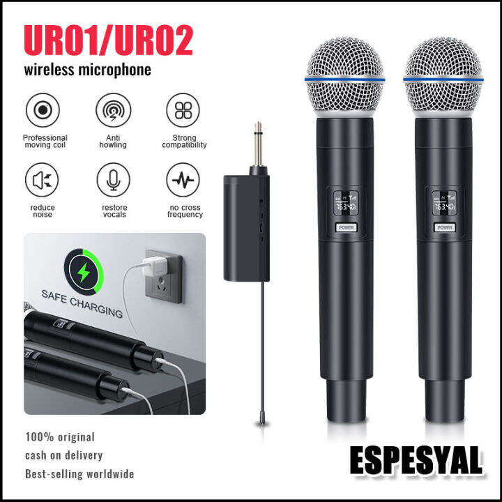 UR01/UR02 UHF wireless na mikropono 5V charging, libreng rechargeable ...