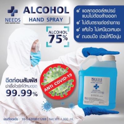 ซื้อ 24 ชิ้นจัดส่งฟรี!!! แอลกอฮอล์ ALCOHOL HAND SPRAY 75% ขนาด1ลิตร/1000ml ชนิดน้ำ