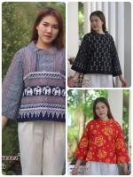 ?เสื้อผ้าฝ้ายอก42"  แขนยาวกระดุมหลัง ลายไทย ใส่ทำงานใส่สวย ฟรีไซส์  มีบริการเก็บปลายทาง