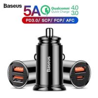 Baseus Car Charger Dual Port 30W หัวชาร์จรถ PD 20W Quick Charge ที่ชาร์จในรถ ที่ชาร์จมือถือ ชาร์จด่วน ชาร์จเร็ว