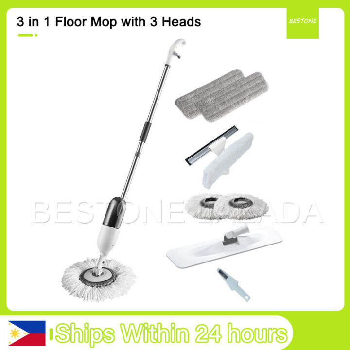 Spray Mops for Floor Cleaning 3 in 1 Floor Mop with 3 Different Heads ...