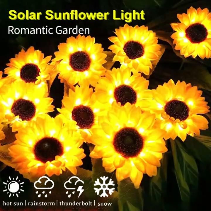 Solar Sunflower Lights Solar Flower Garden Light Outdoor Waterproof for