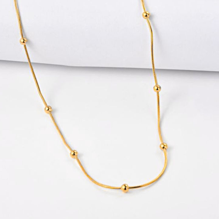 Satellite Gold Ball Chain Necklace 17.5inches long Gold Plated  Stainless Steel Minimal Design Cherish by K Lazada PH