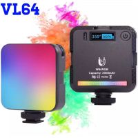 DIGITALFOTO W64RGB Mini RGB LED Video Light Camera Lighting Magnetic with 3 Cold Shoe 2500-9000K 2000mAh CRI95+ 20 Color Effect