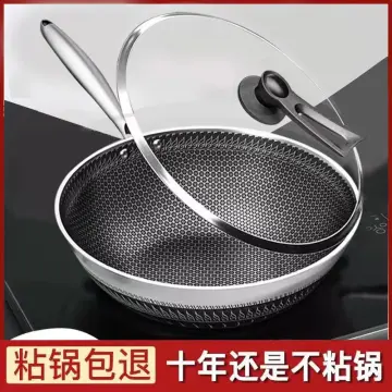 New Non-stick Frying Pans Double-Sided Screen Honeycomb Stainless Steel Wok  Without Oil Smoke Frying