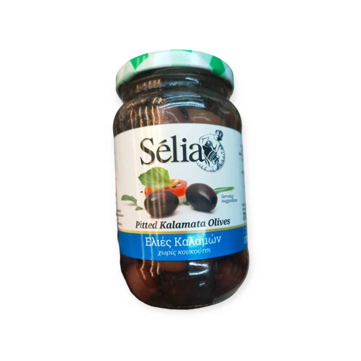 selia-pitted-kalamata-olives-มะกอกคาลามาต้าไม่มีเมล็ดในน้ำเกลือ-170-กรัม
