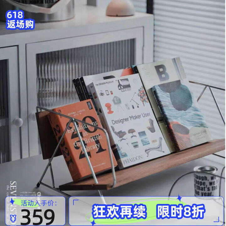 [Ink Fountain Modou] Art Designer Solid Wood Desktop Bookshelf Desktop ...