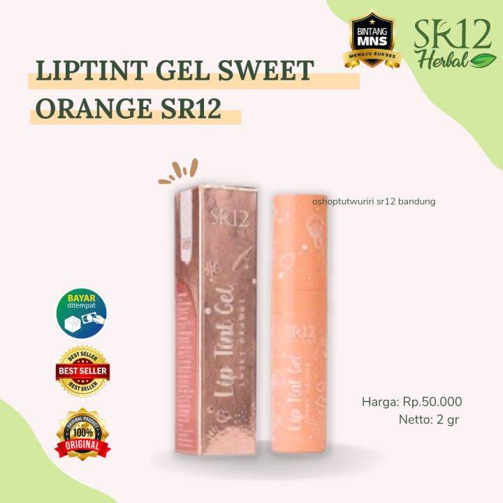 Lip Tint Gel SR12 Liptint Sweet Orange Liptint Ringan Dibibir