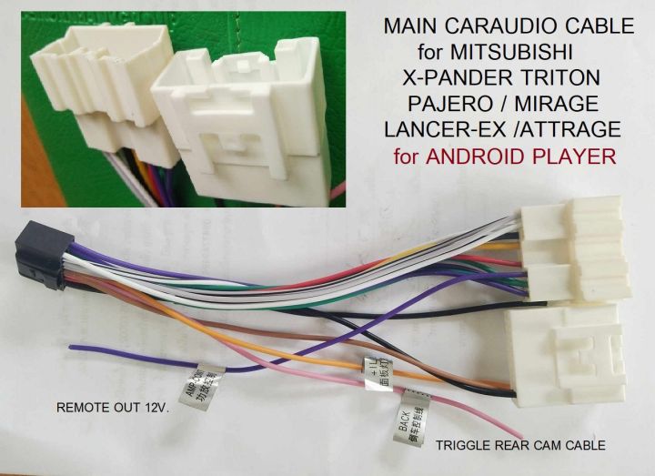 ปลั๊ก สายไฟ ตรงรุ่น MITSUBISHI MIRAGE ATTRAGE X-PANDER TRITON PAJERO ระหว่างปี 2014- 2023 กับ เครื่องเล่นจอ Android