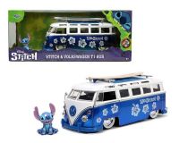 Volkswagen T1 Bus Candy Blue and White with Stitch Diecast Figurine and Surfboar