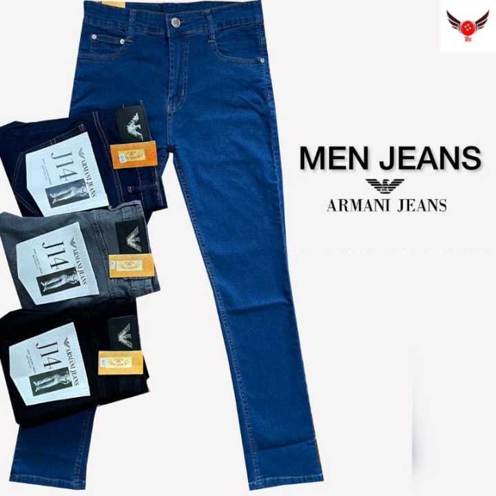 Jeans men's thin Roman Armani SLIM STRAIGHT elastic business casual pants |  Lazada