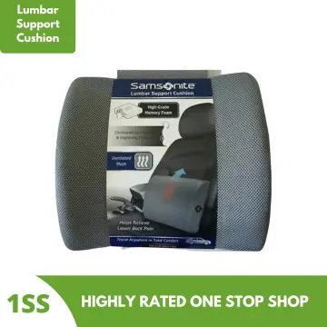 Samsonite SA5244 Ergonomic Lumbar Support Pillow Helps Relieve Lower Back Pain 100% Pure Memory Foam Improves Posture Fits Most SEATS Breathable