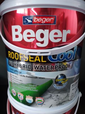 Beger ROOFSEAL Cool เบเยอร์ รูฟซีล คูล โพลียูรีเทน ไฮบริด กันรั่วซึม สำหรับดาดฟ้า หลังคา (4kg) (สีเทา Grey 207)