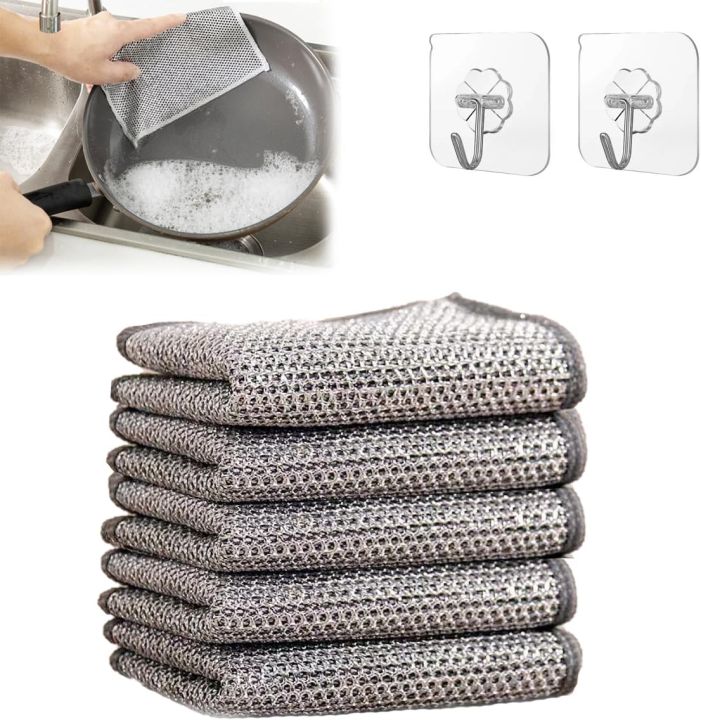 Multipurpose Wire Dishwashing Rags for Wet and Dry, Steel Wire