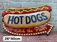 ป้ายสังกะสี วินเทจ hot dog