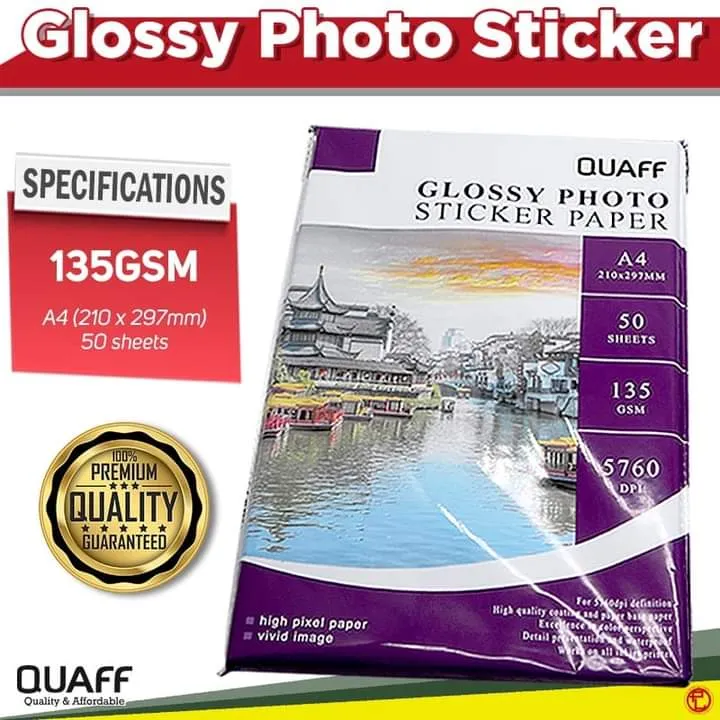 Photo Sticker Paper Glossy 135gsm/A4 size/50sheets Lazada PH