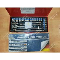 Euro King tools  ชุดบล็อก แบบ 6เหลี่ยม 24 ชิ้น ขนาด 1/2 (4หุน) สีเงิน