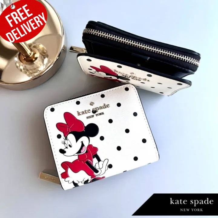 กระเป๋าสตางค์ใบสั้น Disney X Kate Spade New York Minnie Mouse Zip Around Wallet K4762 Th 2448