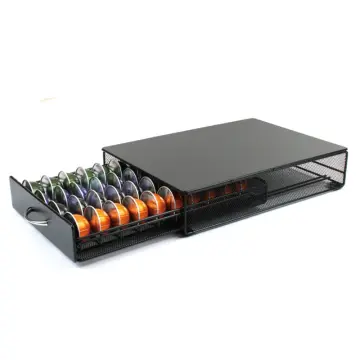 HiveNets Nespresso Vertuoline Capsule Storage Drawer Vertuo Coffee Holder  Metal Multiple Flavors Pods Organizer 40 Pcs Capacity