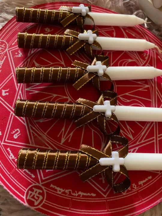 Baptism/Christening Candles Plain Color w/ Silver Lining (Full Round w