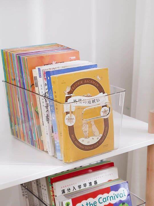 Children's Books Storage Box Transparent Storage Organizing Box High ...