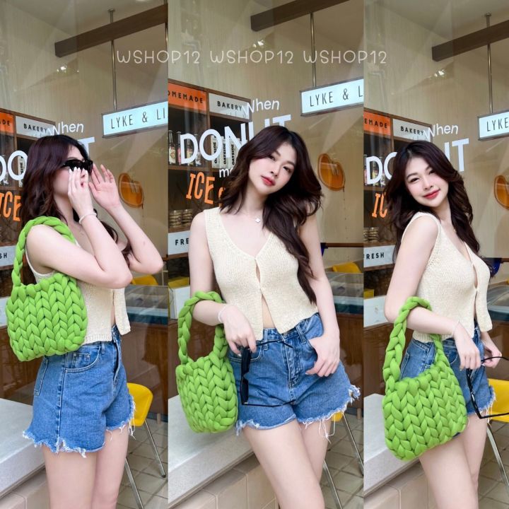 bs-กระเป๋า-jumbo-knit-bag-กระเป๋าถักเส้นยักษ์-ใหญ่น่ารักหนุบหนับ