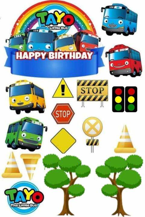 Topper kue bus Tayo free nama dan ucapan | Lazada Indonesia