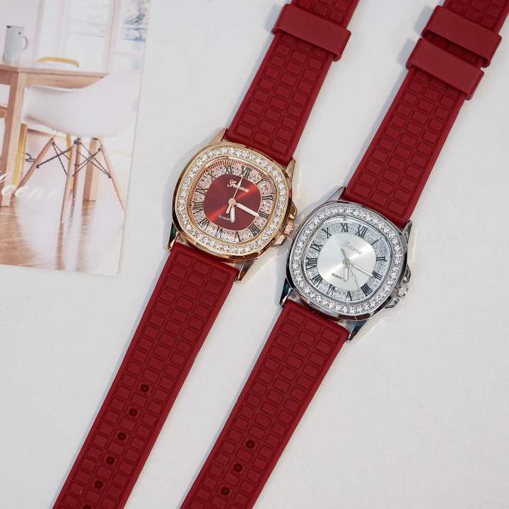 geneva-watch-นาฬิกาข้อมือผู้หญิง-หน้าปาเต๊ะ-รุ่นเลขโรมัน