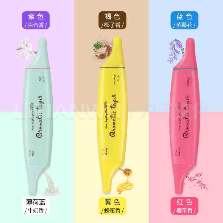 ญี่ปุ่น-epoch-ปากกาเน้นข้อความสองสีมีกลิ่นหอมปากกามาร์กเกอร์สีสันสดใสสีลูกกวาด