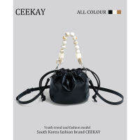 Ceekay ของแท้กระเป๋าทรงถังแบบหิ้วลูกปัดกระเป๋าใบเล็กออกแบบพิเศษสำหรับผู้หญิงกระเป๋าสะพายข้างแบบใหม่ปี2023