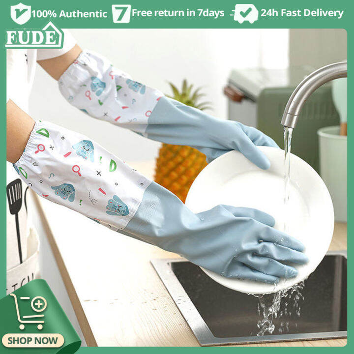 Rubber Latex Waterproof Dishwashing Gloves 1 Pair Household Gloves