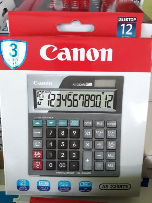 เครื่องคิดเลข  Canon AS-220RTS 12หลัก ข้อมูลสินค้า เครื่องคิดเลข ดำ Canon AS-220RTS