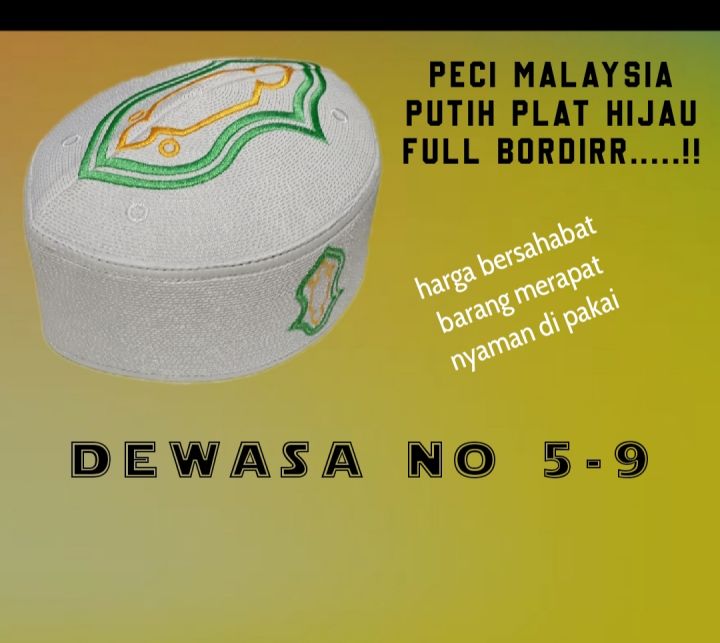 peci kopiah malaysia PUTIH PLAT HIJAU 2024 Lazada Indonesia